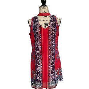 Retro Sleeveless V-Neck Red Mini Dress Size Small